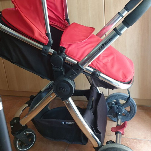 Mothercare Journey 3-in-1 stroller used, cherry and black color