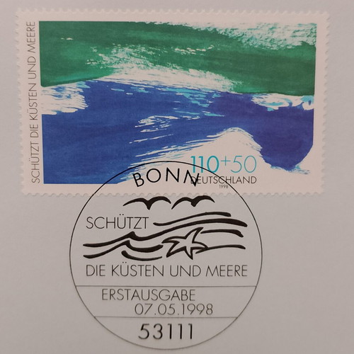 German stamp 1998 first day cover Bonn, mint block of four