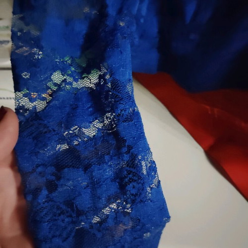Italian blouse blue electric with lace details like new small