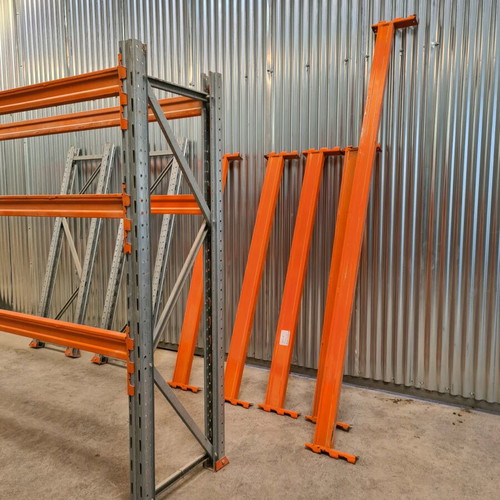 Heavy-duty metal warehouse shelves like new, pack