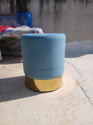 Velure Upholstered Stool like new, height 44 cm, diameter 37 cm