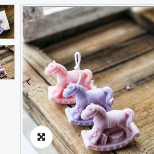 Silicone molds and colored powders set, horse, stroller, dress