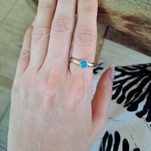 Gold Plated Silver 925 Turquoise Ring Adjustable, Like New