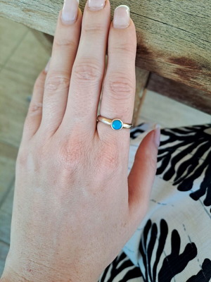 Gold Plated Silver 925 Turquoise Ring Adjustable, Like New