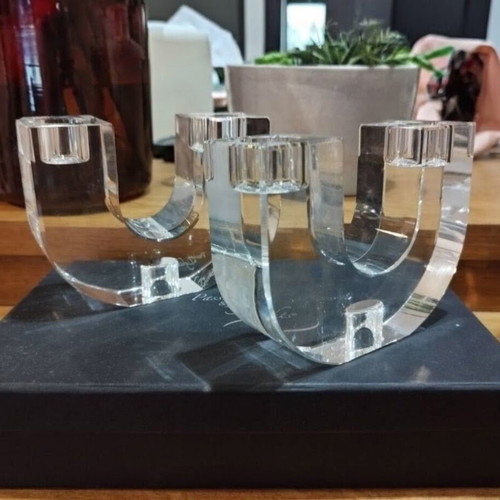 Holfeuer Crystal Design candle holders set of 2, new