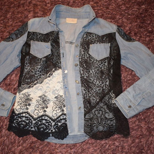 Elisa Cavaletti Shirt Jeans Women size S used, lace details