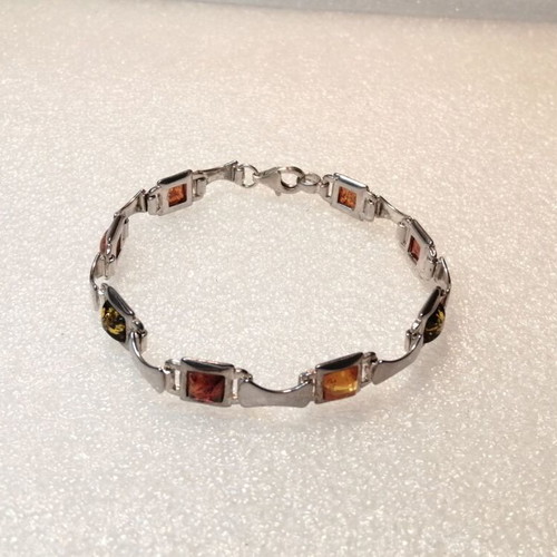 Silver 925 bracelet with amber, new