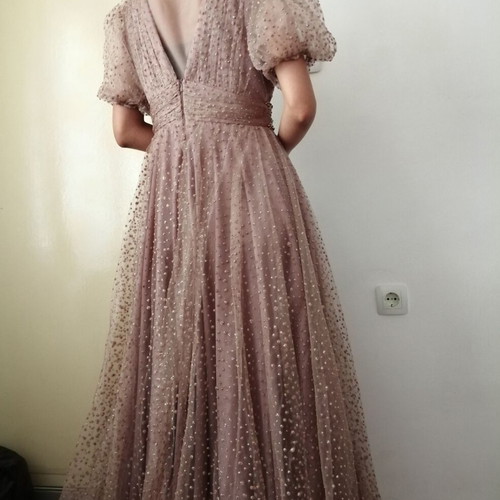 Jaluzzz Abiye long luxury formal pink evening dress size L
