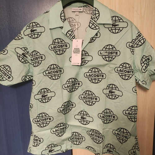 Lacoste dress shirt new, size L, black and turquoise