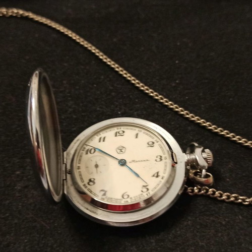Molnija wind-up pocket watch used with chain