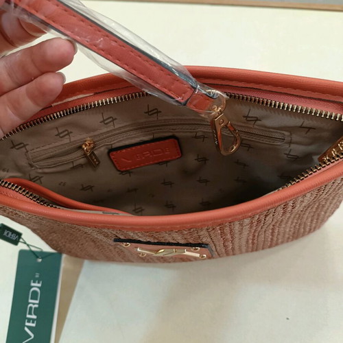 Verde women's hand bag coral with crossbody chain new