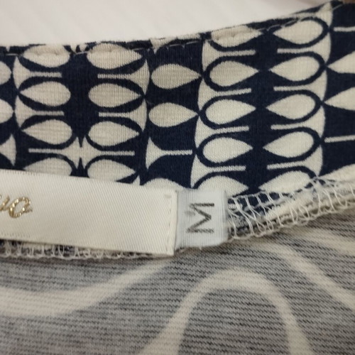 Women's Damask Wrap Dress Size M White Navy Blue