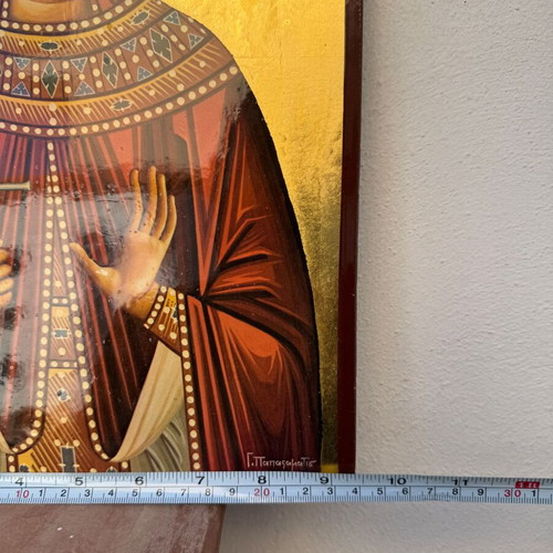 Handwritten Byzantine Icon Saint Irene the Great Martyr, 33x24 cm, like new