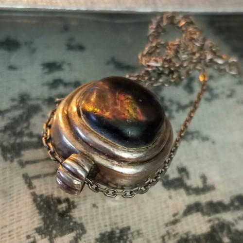 Silver necklace 925 with abalone semi-precious stone like new, handmade