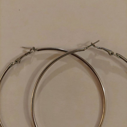 Hoop earrings large silver used with minor wear