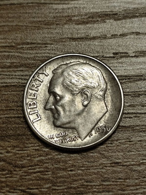 Roosevelt Dime 1956 silver coin used, 90% silver