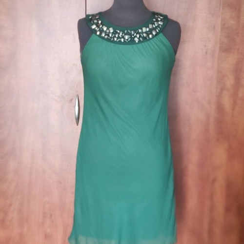 Desiree evening dress emerald green like new with crystals
