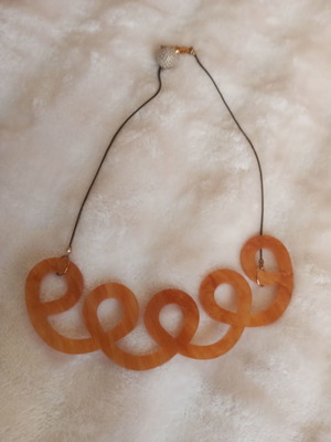 Handmade plexiglass necklace like new, orange and black