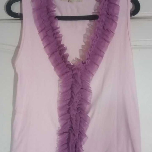 Stenia Pink Sleeveless Top with Purple Tulle Size L Like New