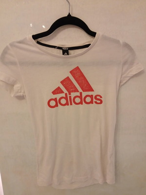Adidas white T-shirt with red logo, size 158 cm
