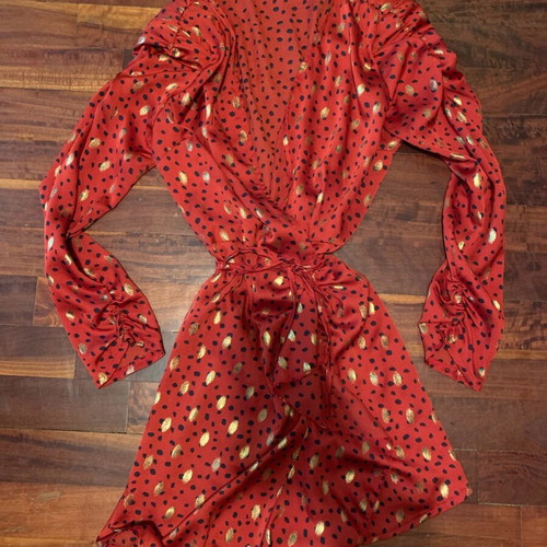 Women's impressive dress like new, red with gold accents