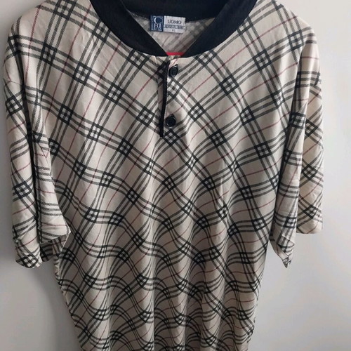 Short-sleeve shirt No XL checked ecru like new