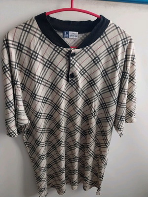 Short-sleeve shirt No XL checked ecru like new