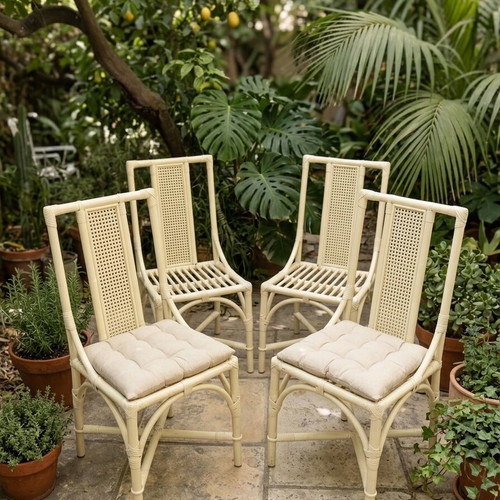 Vintage Faux Bamboo Chairs set of 4, solid wood and lacquer