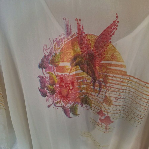 Silk tunic Religion like new, white, handmade