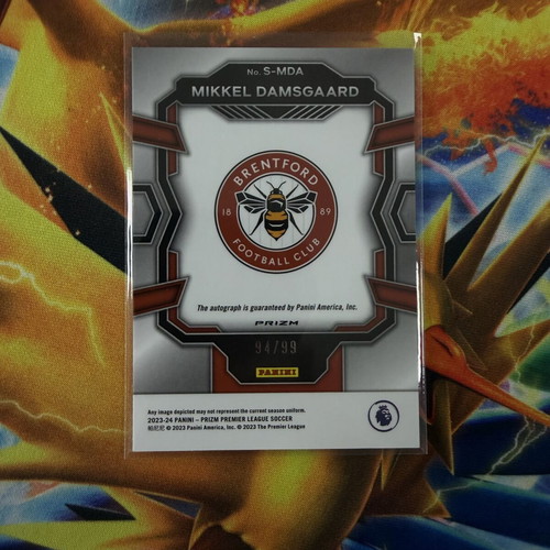 Mikkel Damsgaard Auto Numbered /99 Panini Prizm EPL Brentford card