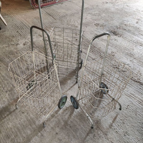 Metal market trolleys used, set of 3 retro vintage with 2 wheels