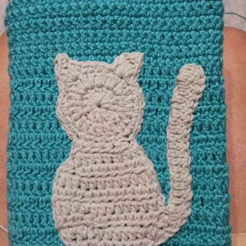 Handmade book cover case with knitted cat new