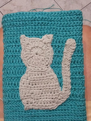 Handmade book cover case with knitted cat new