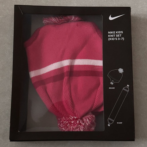 Nike kids pink beanie and scarf set new