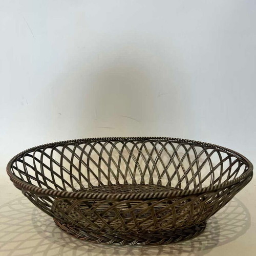 Vintage silver-plated oval basket French style used