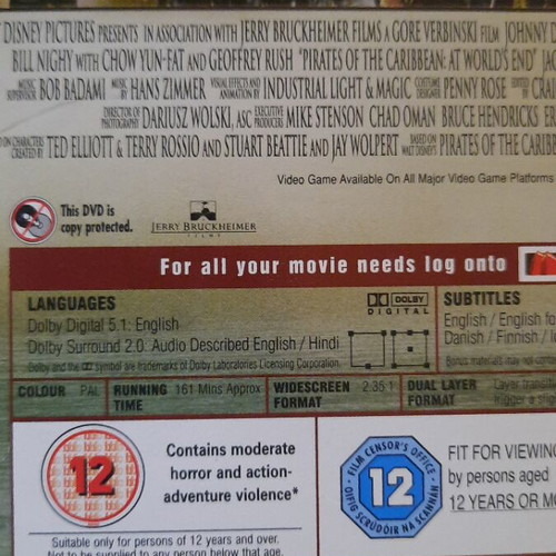 Pirates of the Caribbean At World's End DVD like new