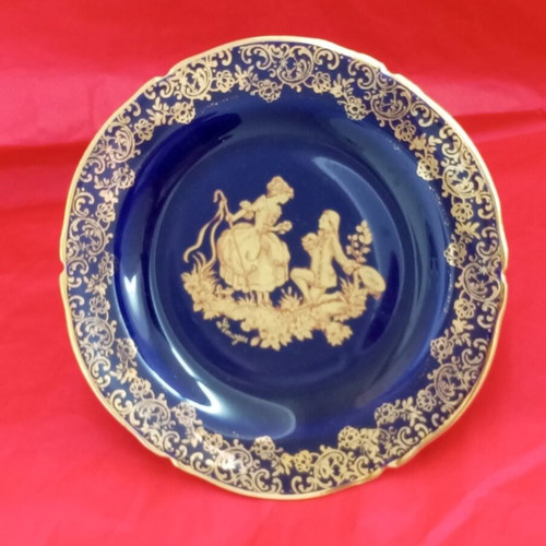 Limoges porcelain plate with gilded brass base