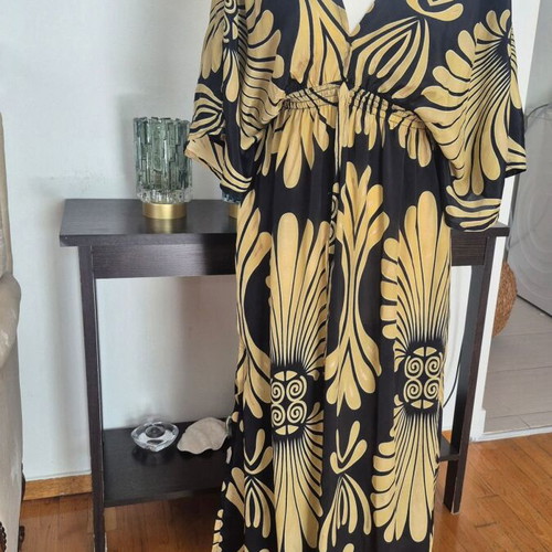 Celestino dress kaftan style black and dark gold like new, onesize
