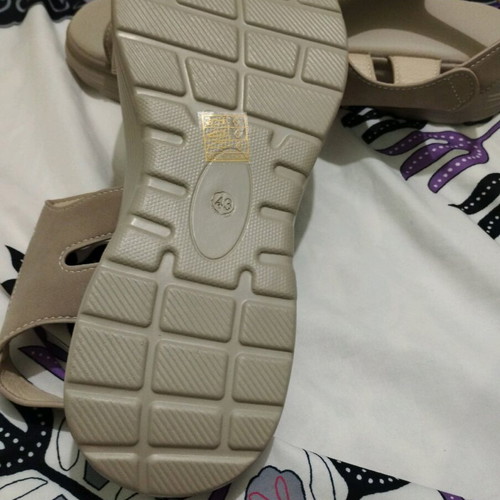 Summer women's sandals with PU leather size 43 new beige