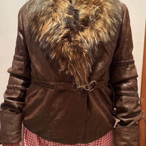 Rebecca Blu leather coat with detachable collar like new, brown, size M