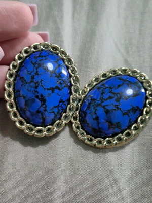 Vintage earrings 80s used, blue