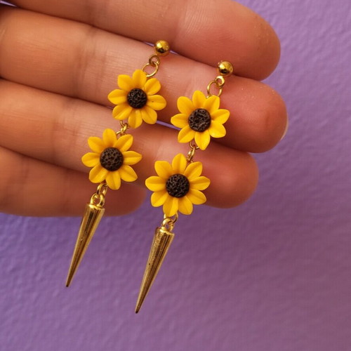 Sunflower earrings handmade new