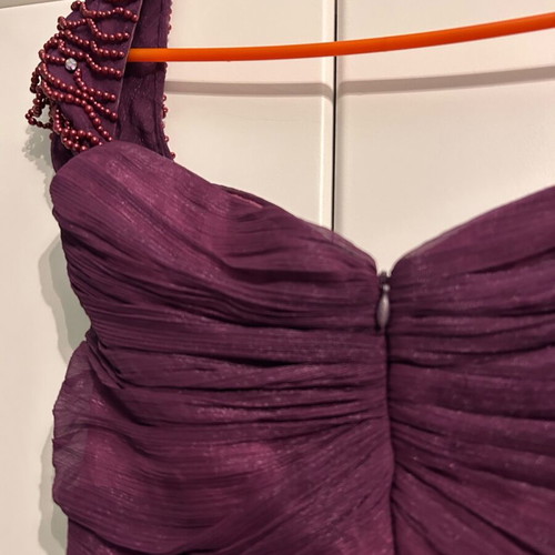 Maxi purple dress with embroidered sleeves like new, size S-M