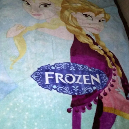 Velour Frozen Elsa Blanket used for double bed