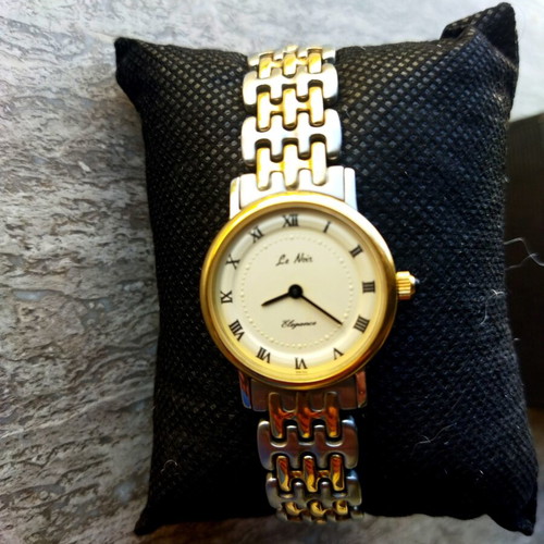 Le Noir Elegance 28mm women's watch new, two-tone gold and silver