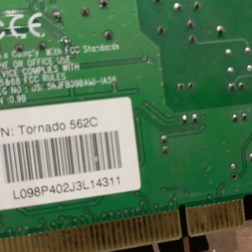 Tornado 562C modem-fax card used with sound card