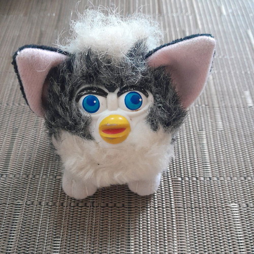 Furby doll used, vibrating with pull string