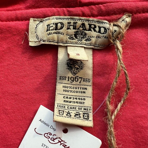 Ed Hardy sweatshirt new, dark pink with crystals and winged tiger, size S