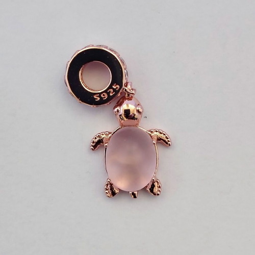 Charm pink sea turtle silver S925 with Murano new