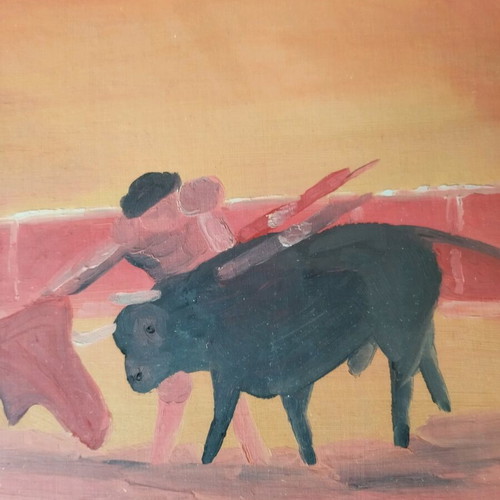 Watercolor from Spain 27 cm x 27 cm like new with frame